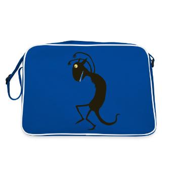 schleichendes Monster - Retro Tasche - Blau/Weiß - Hinten