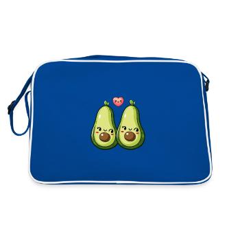Avokado Paar Liebe Herz Valentinstag - Retro Tasche - Blau/Weiß - Hinten