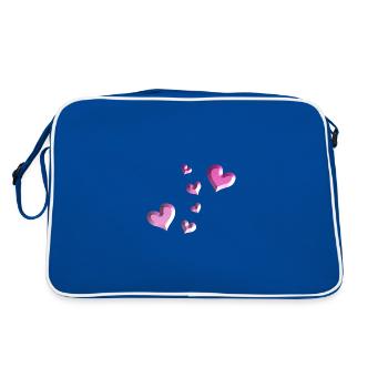 motif de cœur rose paillettes - Sac Retro - bleu/blanc - Dos
