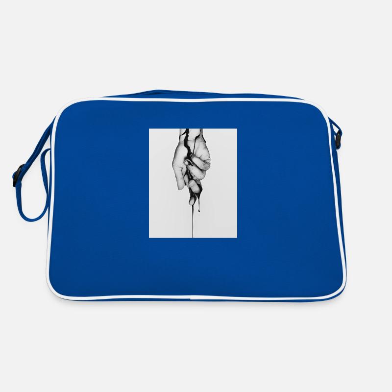 Die Hand des Lebens - Retro Tasche - Blau/Weiß