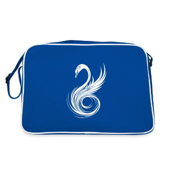 Tête de cygne ornée élégante avec des ailes - Sac Retro - bleu/blanc - Dos