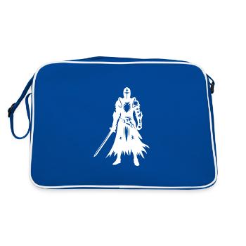 Ritter mit Schwert - Retro Tasche - Blau/Weiß - Hinten