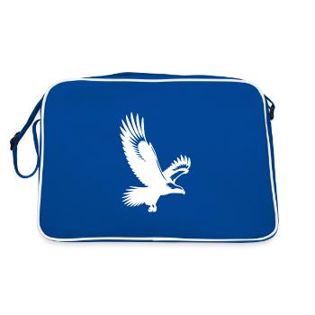 Seeadler mit gewaltigen Flügeln Tattoo Style Vogel - Retro Tasche - Blau/Weiß - Hinten