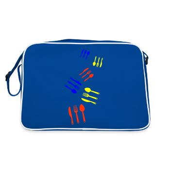 Couverts à la fourchette - Sac Retro - bleu/blanc - Dos