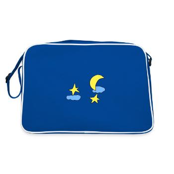 clouds stars moon sky night - Retro Bag - blue/white - Back