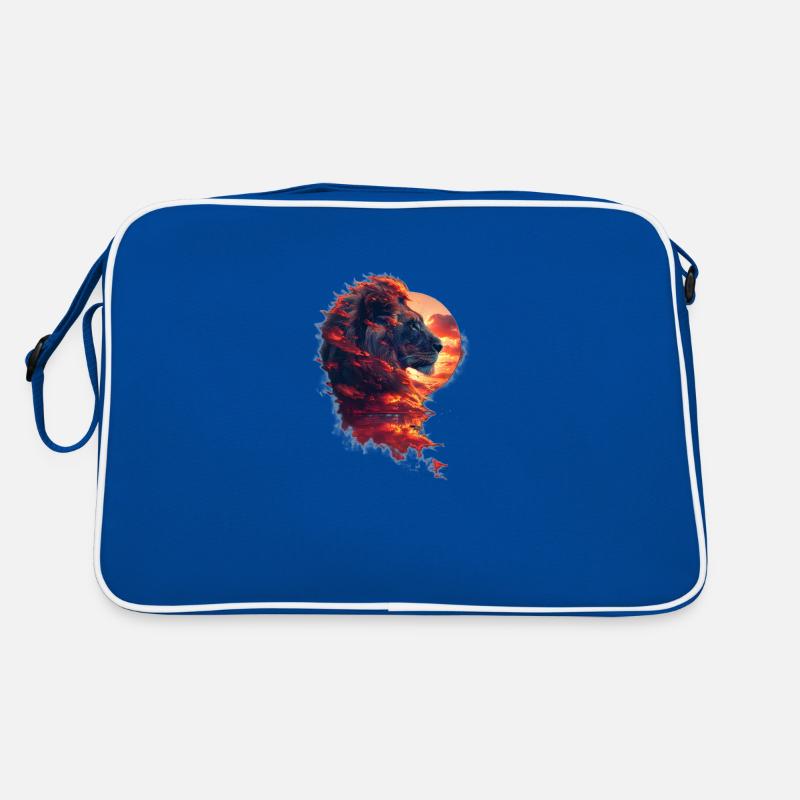 Löwe - Retro Tasche - Blau/Weiß