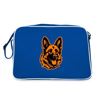 German Shepherd Dog Head - Retro Bag - blue/white - Back