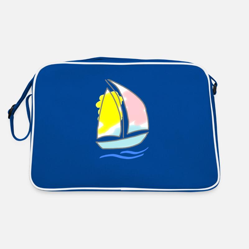 Segelboot 1 - Retro Tasche - Blau/Weiß
