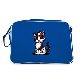 Cat Comic Crown - Retro Bag - blue/white - Back