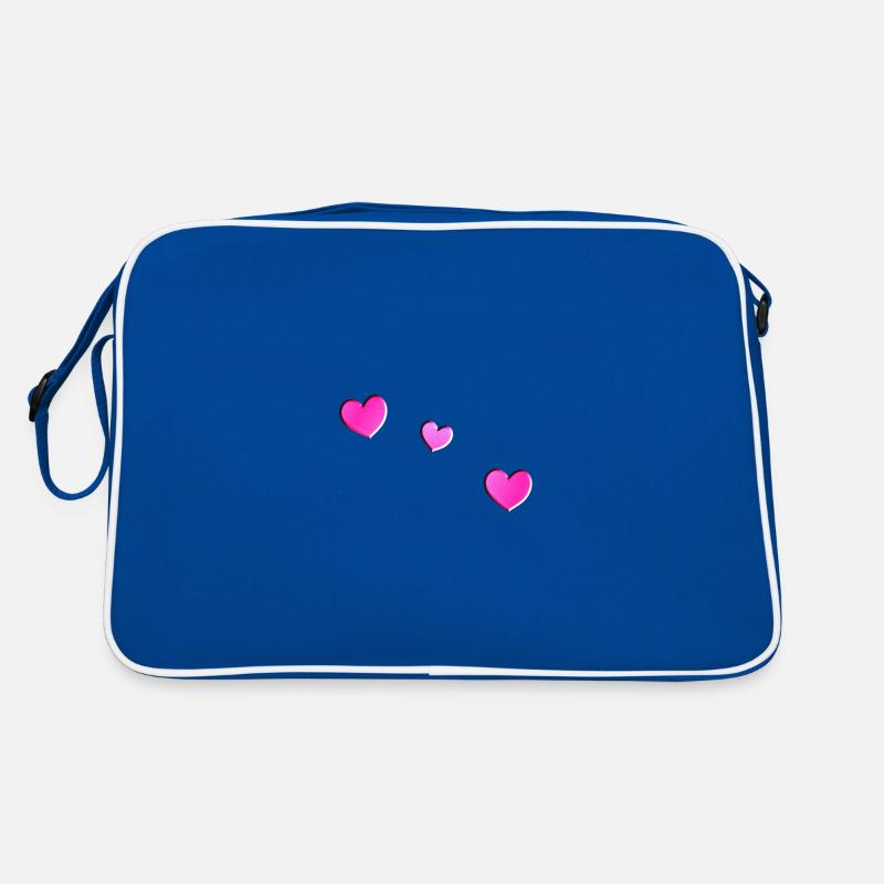 three pink hearts symbol love glitter Retro Bag