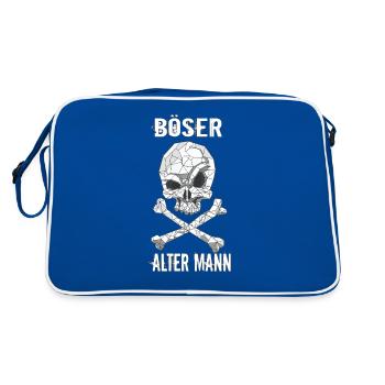 Böser Alter Mann Totenkopf - Retro Tasche - Blau/Weiß - Hinten