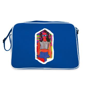 90s Retro Raver Girl with Shrill Colors - AI - Retro Bag - blue/white - Back