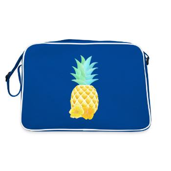 Pineapple and hibiscus flowers - Retro Bag - blue/white - Back