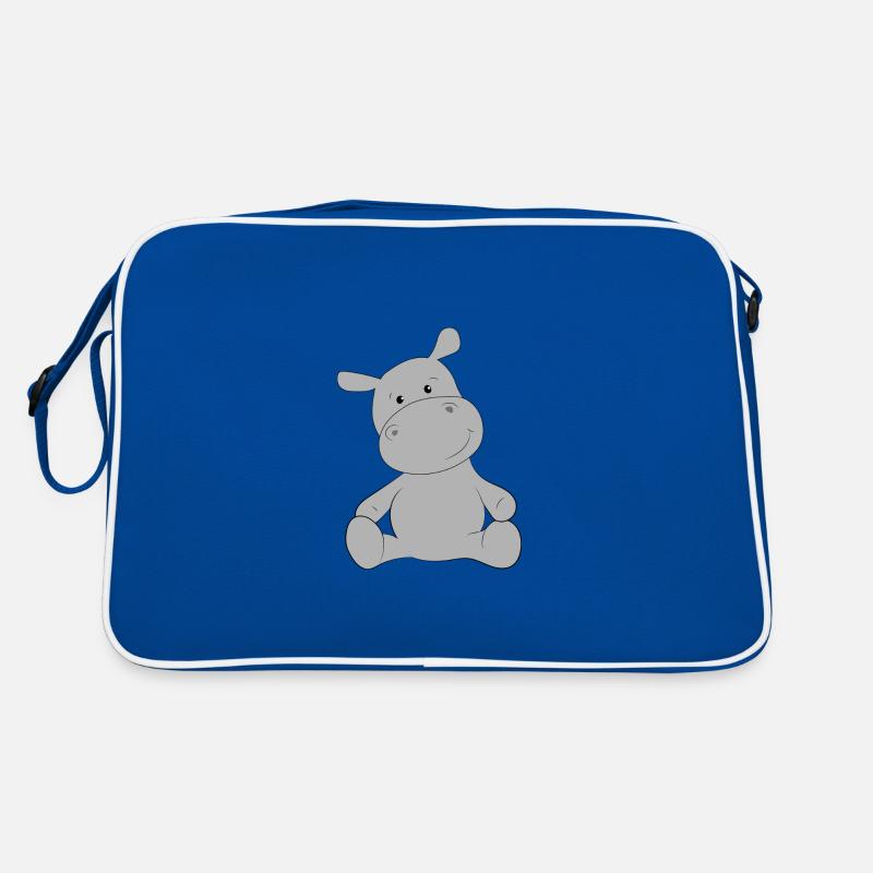 Nilpferd - Retro Tasche - Blau/Weiß