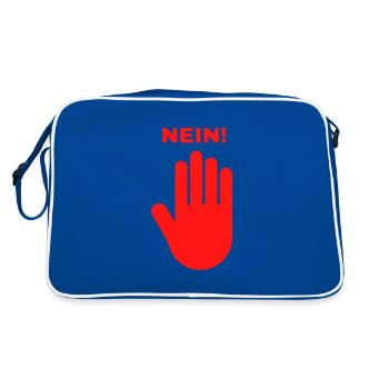 hand rot stop nein halt 4 - Retro Tasche - Blau/Weiß - Hinten