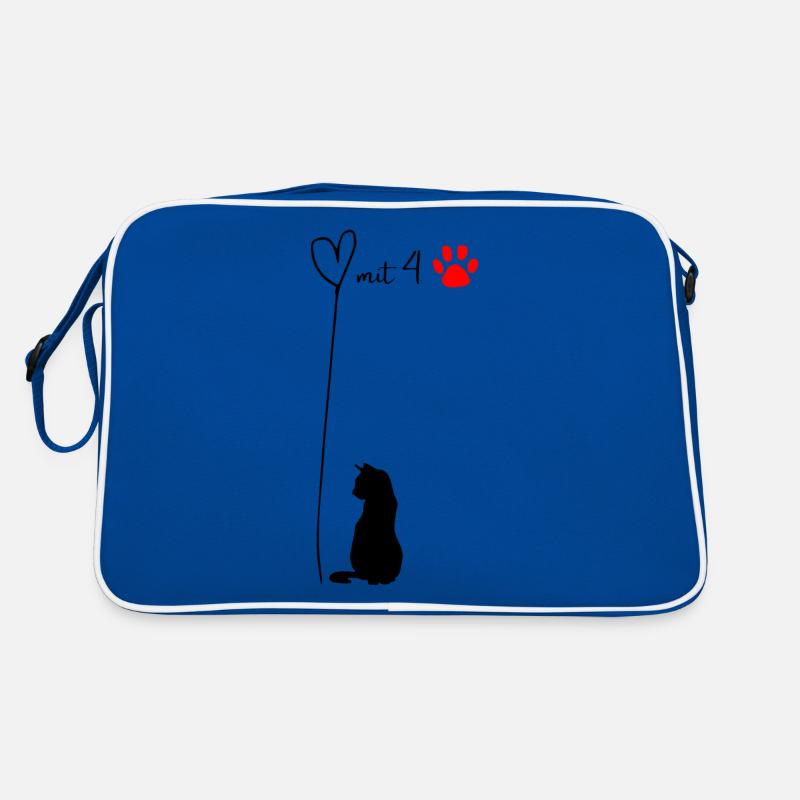 Herz mit 4 Pfoten - Katze Retro Tasche
