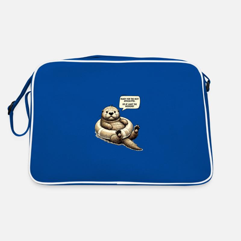 Funny Apocalypse Otter Weekend Survival Design - Retro Tasche - Blau/Weiß