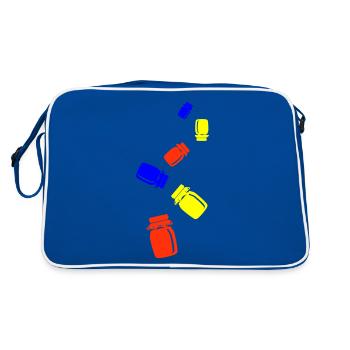 Honig symbol Imker - Retro Tasche - Blau/Weiß - Hinten
