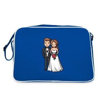 Jeunes mariés, Mariage, Mariée, Marié - Sac Retro - bleu/blanc - Dos
