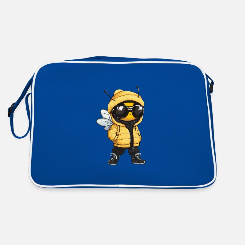 Biene Cool Honigbiene Comic - Retro Tasche - Blau/Weiß