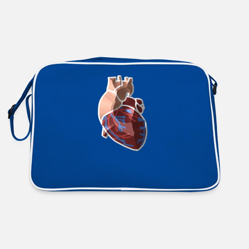 Herz Anatomie - Retro Tasche - Blau/Weiß