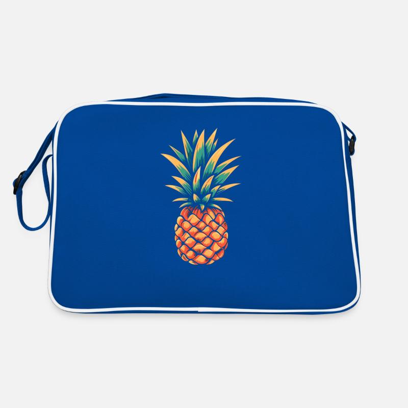 Pineapple - Retro Tasche - Blau/Weiß