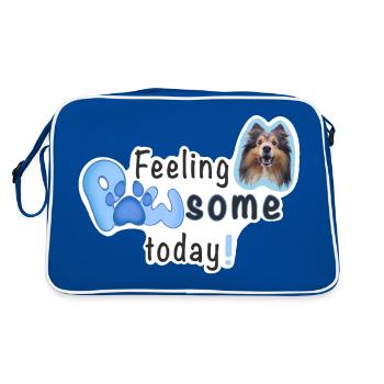 Je me sens PAWSOME aujourd’hui! Patte de chien Sheltie bleue - Sac Retro - bleu/blanc - Dos