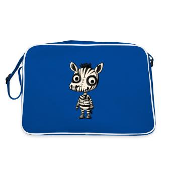 Zebra Halloween Comic Lustig - Retro Tasche - Blau/Weiß - Hinten
