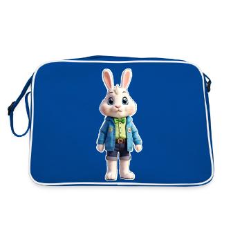 Osterhase stehend - Retro Tasche - Blau/Weiß - Hinten