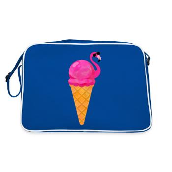Ice Cream Waffle Ice Cream Ice Cream Ice Scoop Flamingo Ice Cream - Retro Bag - blue/white - Back