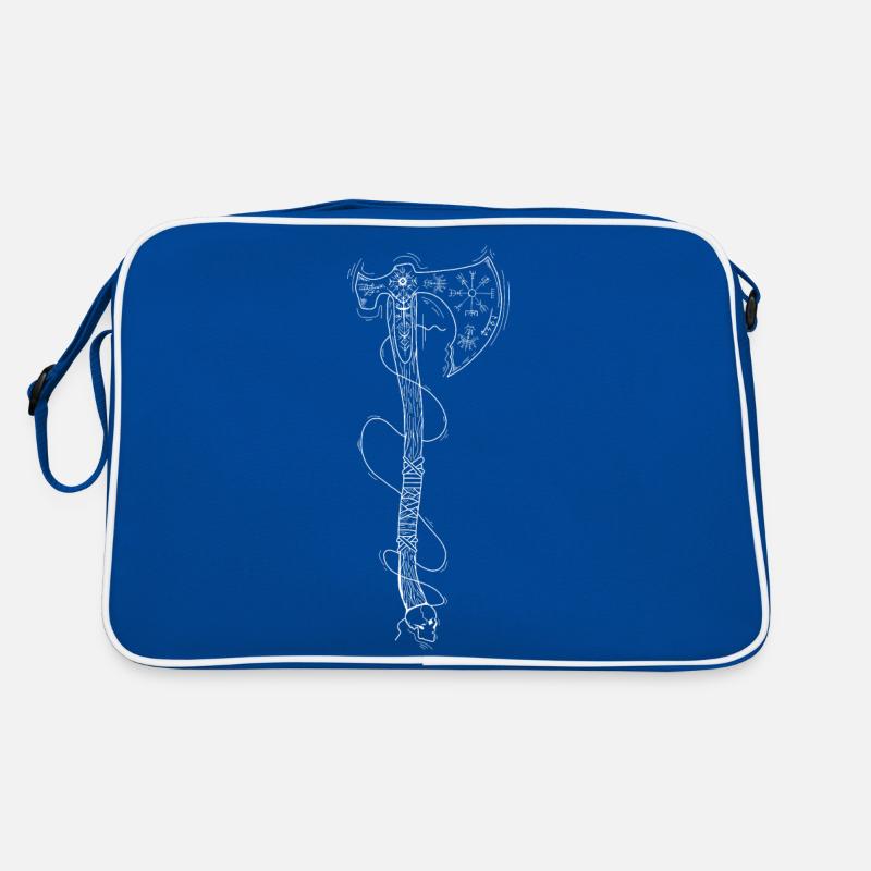 Wikinger Axt - Retro Tasche - Blau/Weiß