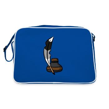 Plume écrivain old ink pen feather - Sac Retro - bleu/blanc - Dos