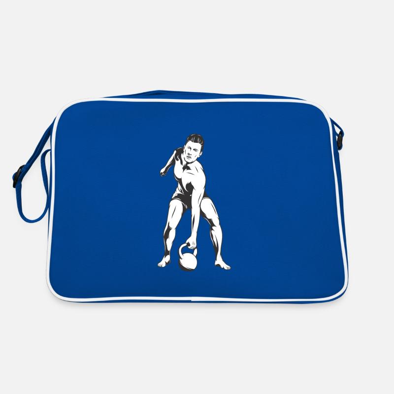 Mann Gym - Retro Tasche - Blau/Weiß
