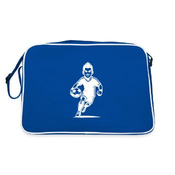 Dynamic soccer player with ball - Retro Bag - blue/white - Back