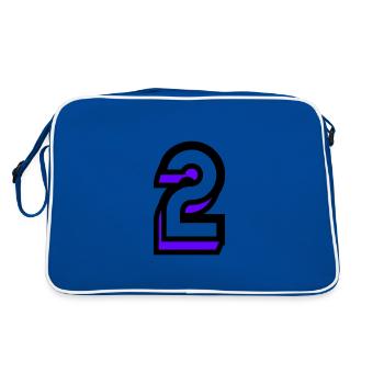 2. 2 JAHRE. 2. JUBILÄUM. GEBURTSTAG 2 JAHRE. 2 - Retro Tasche - Blau/Weiß - Hinten