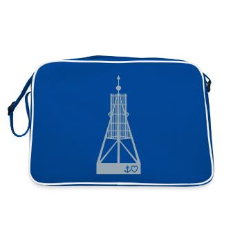 Cuxhaven Kugelbake Anker Herz maritim cuxhvn - Retro Tasche - Blau/Weiß - Hinten
