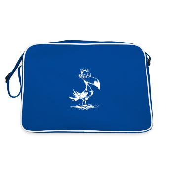 Weird bird's beak meets big eyes - Retro Bag - blue/white - Back