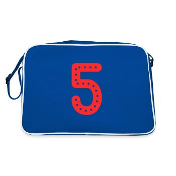 5 ANS. 5e ANNIVERSAIRE. ANNIVERSAIRE 5 ANS. 5 - Sac Retro - bleu/blanc - Dos
