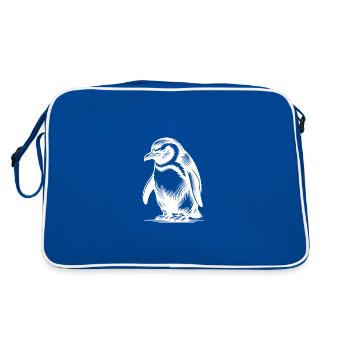 Cunning Clever Kids Penguin Tattoo Style - Retro Bag - blue/white - Back