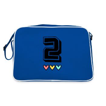 2. 2 JAHRE. 2. JAHRESTAG. GEBURTSTAG 2 JAHRE. - Retro Tasche - Blau/Weiß - Hinten