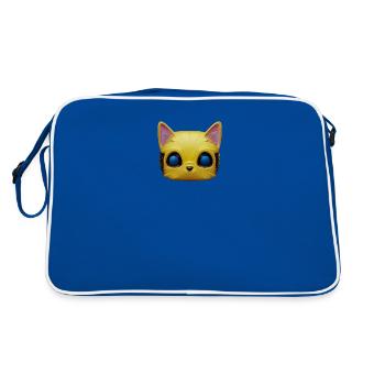 Magical Happy Yellow Cat Face! - Retro Bag - blue/white - Back