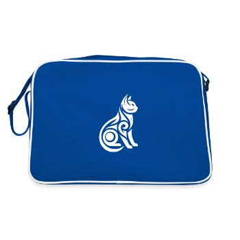 Tatouage Minimaliste Line Art Chat - Sac Retro - bleu/blanc - Dos