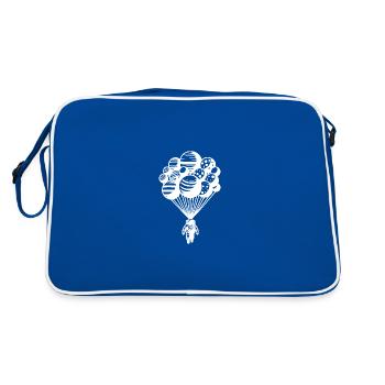 Astronaute dans le cosmos avec des planètes flottantes - Sac Retro - bleu/blanc - Dos