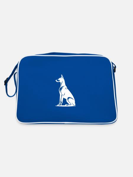 Noble Doberman Tattoo Dogs Silhouette - Retro Bag - blue/white - Back