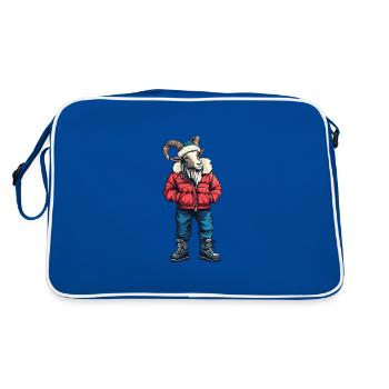 Chèvre de montagne drôle d’hiver - Sac Retro - bleu/blanc - Dos