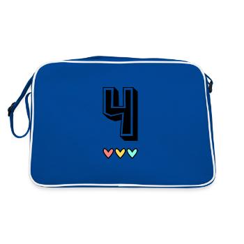 4 YEARS. 4th ANNIVERSARY. BIRTHDAY 4 YEARS. 4 - Retro Bag - blue/white - Back