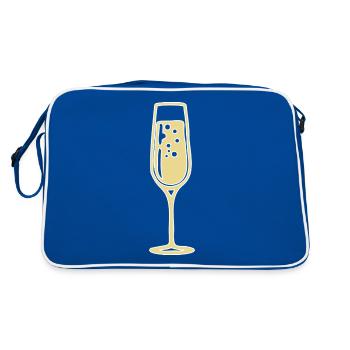 Sektglas Sekt Kostüm Karneval Verkleiden Fasching - Retro Tasche - Blau/Weiß - Hinten