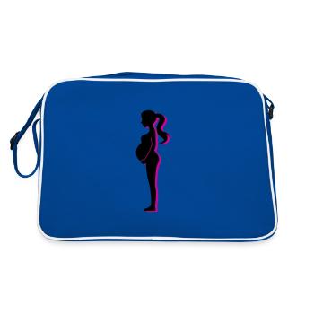 Femme Grossesse Bébé - Sac Retro - bleu/blanc - Dos