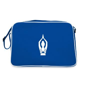 Simple Yoga Silhouette Focus Breathing Technique - Retro Bag - blue/white - Back