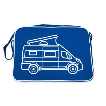 Fourgon / Camping-car avec toit relevable - Blanc - Sac Retro - bleu/blanc - Dos